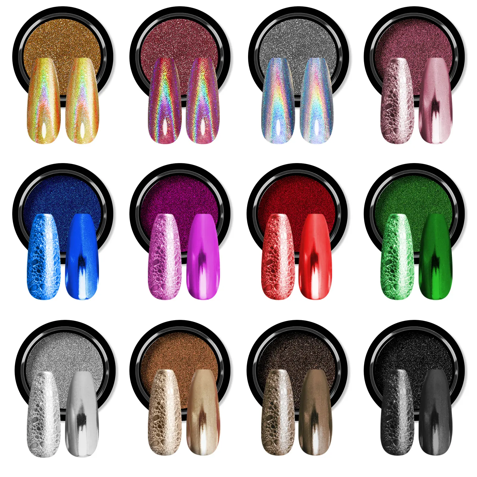 12 Colors Metallic Mirror Chrome Powder