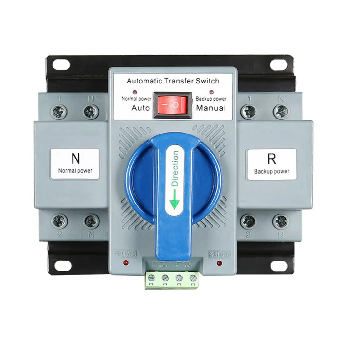 2-Pack Terminal Type Automatic Transfer Switch, 63A AC230V 50/60Hz PC Plastic, 1-Phase 1-Wire Dual Power Backup AC Supply Home Accessory for Power Grid (Auto Mode)