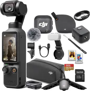 DJI Osmo Pocket 4-1″ CMOS & 4K/240fps, 14-Stop Dynamic Range, 10-bit D-Log, 3-Axis Stabilization & Rotatable Touchscreen, 2× Lossless Zoom, 107GB Built-In Storage & 800MB/s Transfer, OsmoAudio 4-Channel Output