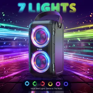 W-KING  180W  Party Portable Karaoke Speaker with WIRELESS MICROPHONE,  Outdoor Wireless Bluetooth Speaker Loud Big Large with 2 Full-Range Drivers-Super Bass with Lights, IPX5, Huge 105dB Sound, 24H, U-Disk, TF, AUX, EQ Loudspeaker Audio
