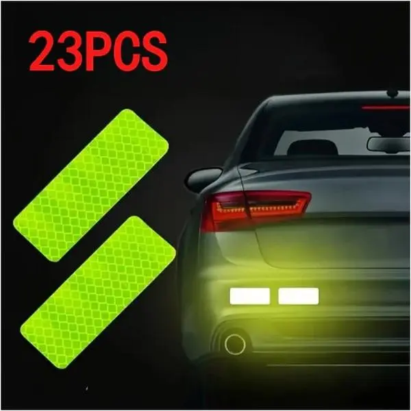 23 Sheets High Visibility Reflective Safety Stickers, Industrial-Strength Adhesive, Long-Lasting for Bicycles, Cars, Hazardous Areas (Car Exterior Accessory), Multipack, Protective Accent