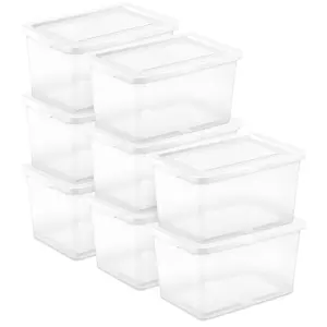 Sterilite 20 Qt Storage Box, Stackable Plastic Container, Home Organizer, 8 Pack