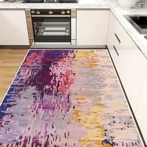 Crystal Velvet 1pc Abstract Landscape Large Kitchen Abstract Pattern Rug, Non-Slip Waterproof Durable Easy Clean, Ideal for Large Spaces, Waterproof Area Rugs