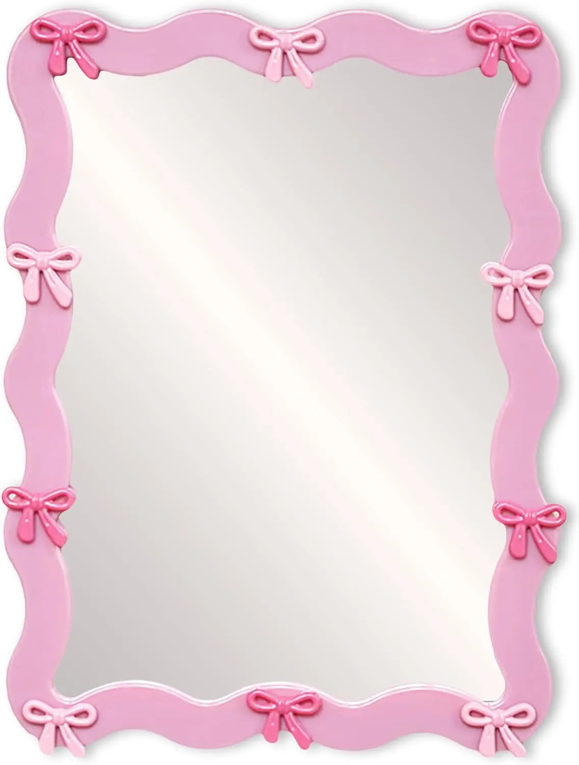 Pink Bow Magnetic Locker Mirror 5" X 7" Small Real Glass Makeup Mirror with Magnetic Backing Lockers Decoration Lockers Accessories for Girls Refrigerator Bathroom, Dorm, Office Cabinet dbfdpsey