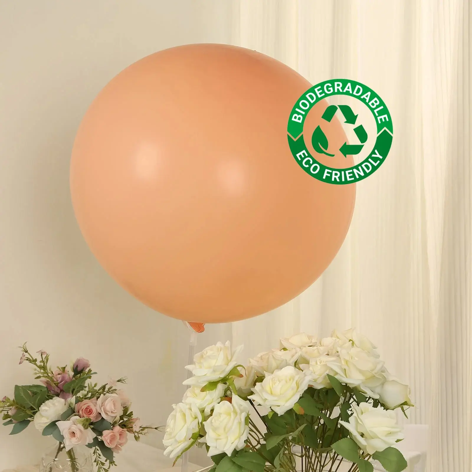 5-Pack 36 in Round Matte Blush Pink Thick Biodegradable Latex Balloons, Eco-Friendly Party Decor for Weddings, Balloon Arch Decoration, Hanging Decor