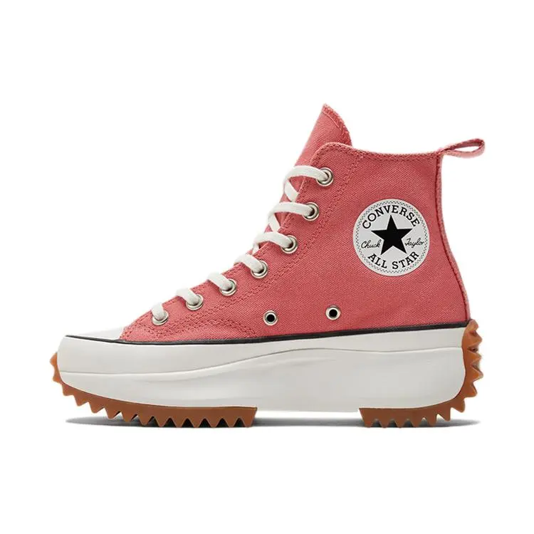 Converse Run Star Hike Canvas High-Top Closed Athletic Trainers - Unisex Shoe, Pink Footwear for Casual Wear, Comfortable Sporty Design