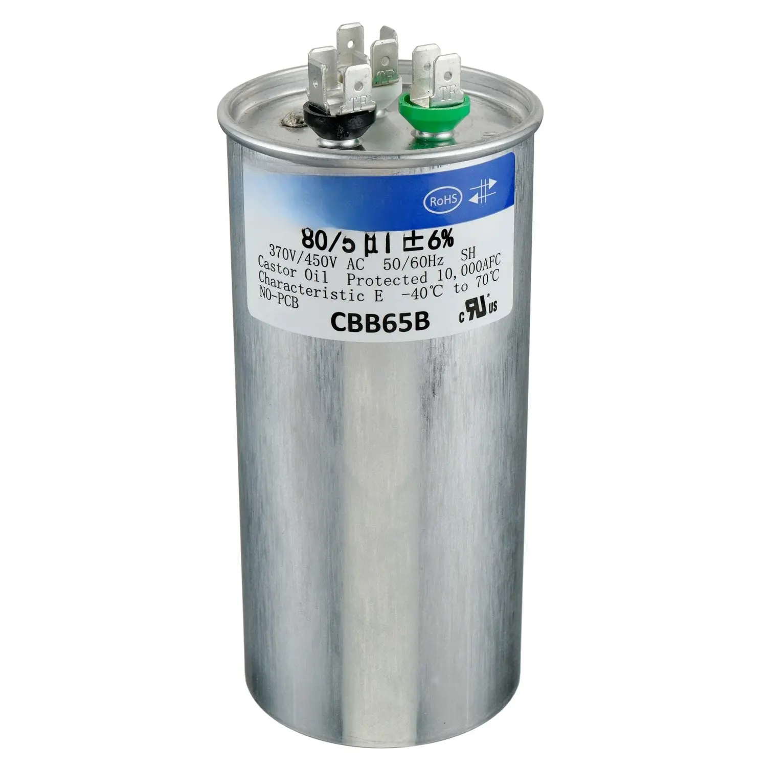 80+5 uF 80/5 MFD +-6% 370/450 V AC CBB65 Dual Run Circular Start Capacitor for AC  Run or Fan Start or Condenser Straight Cool or Heat Pump Air Conditioner