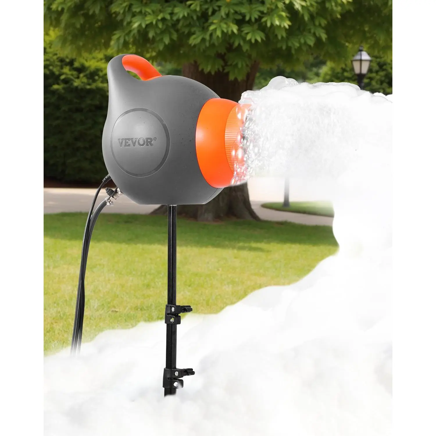 【DealsForYouDays】VEVOR Foam Machine, 115 W Party Foam Cannon, Portable Foam Maker with a Tripod Stand, Powerful Foam Party Machine, for Backyard, Pool, Outdoor Events, Birthdays, Celebrations and Party, Grey Orange