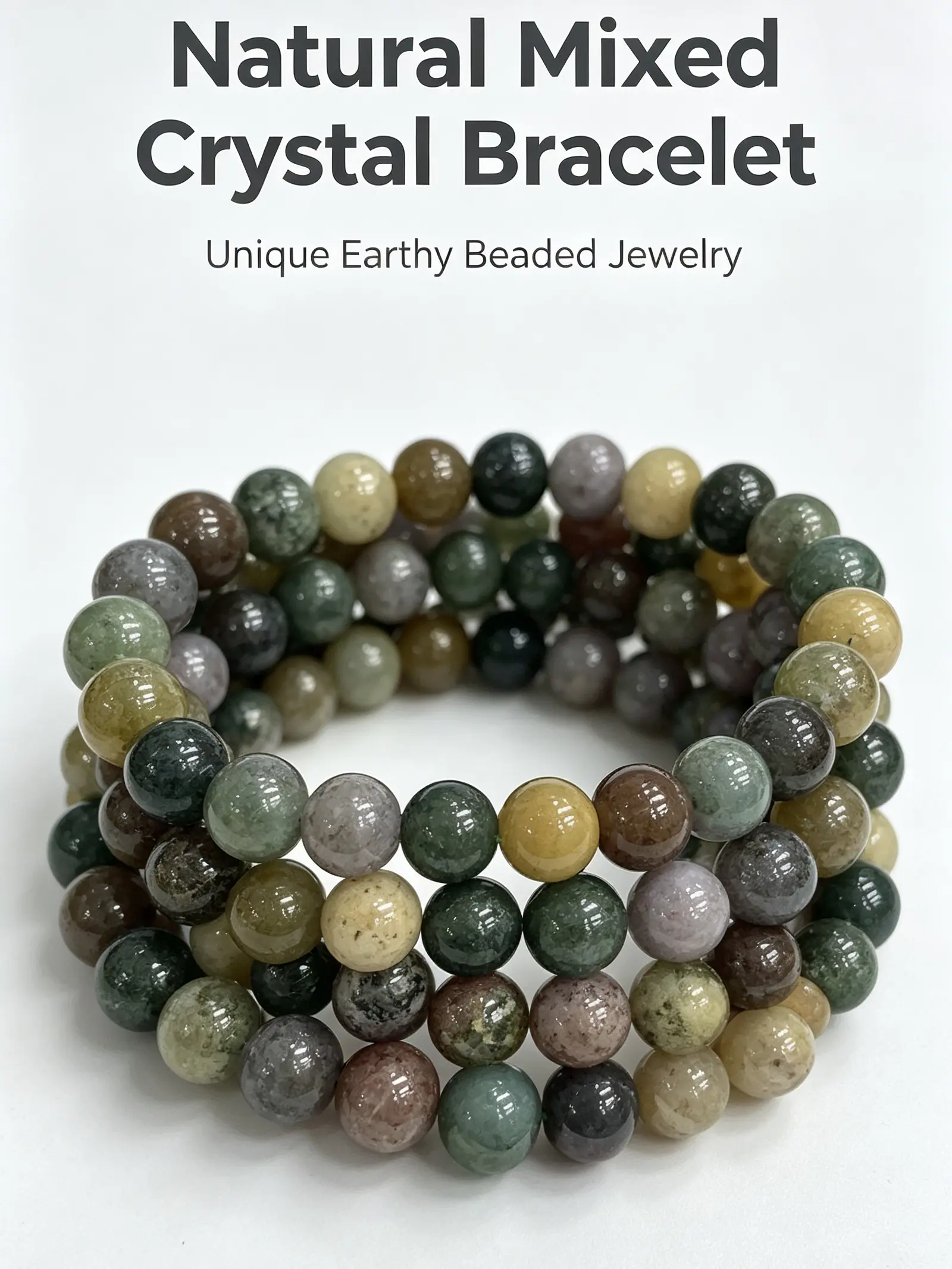 Natural Ocean Jasper Beaded Bracelet, Nurturing Emotional Crystals Jewelry Accessory