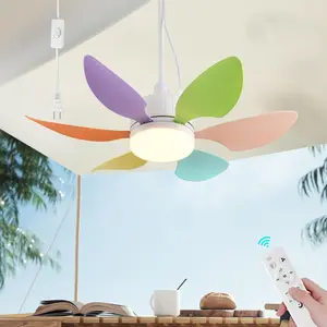 18.5" Gazebo Fan,Outdoor Plug in Ceiling Fans with Lights,3 Color  3 Fan Speeds,Portable Hanging Ceiling Fan for Patios,Tent,Indoor.Colorful Blades