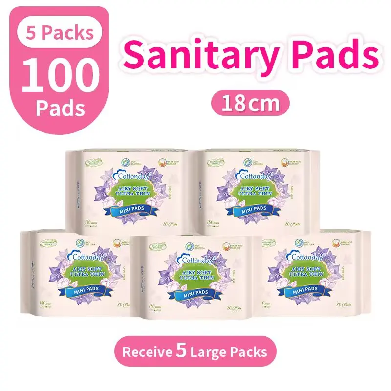 Cottonday Panty Liner 180mm 20 Pads Feminine Day Santary Napkin Zero-Feel Ultra Thin Soft and Absorbent Organic Cotton