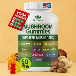 Mushroom Gummies Healthcare Dietary Supplement Edible | Lions Mane, Reishi & Cordyceps – Brain Boost, Focus & Mood Support - BIO VITALICA Fitness