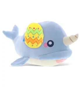 DOLLIBU Plush Easter Egg - Baby-Soft Polyester Stuffed Toy, Blue Narwhal, Spring Theme Stuffed Animal for Kids