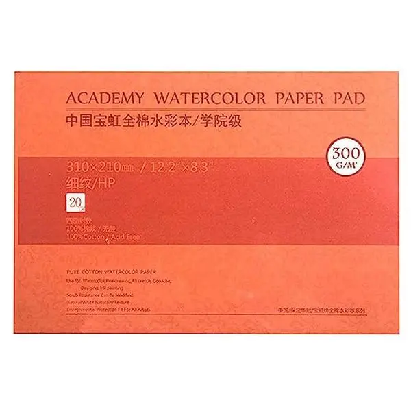 MEEDEN 9×12" Cotton Watercolor Paper Block, Smooth Surface Watercolor Paper, Hot Press, 140lb/300gsm, 20 Sheets for Painting & Drawing, Wet, Mixed Media Sketch Pad Art School Supplies