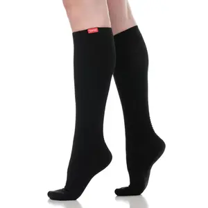 VIM & VIGR Solid Black Men’s Knee-High Compression Socks Graduated Circulation Support, Breathable Cotton Blend for All-Day Comfort, Work & Travel