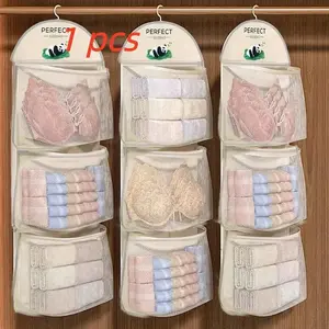 3-Tier Hanging Mesh Organizer Bag for Lingerie, Socks and Bras, Transparent Pocket Design, Ideal for Dorm and Home Storage Solutions, Organizer Storage Supplies, Laundry Organizer