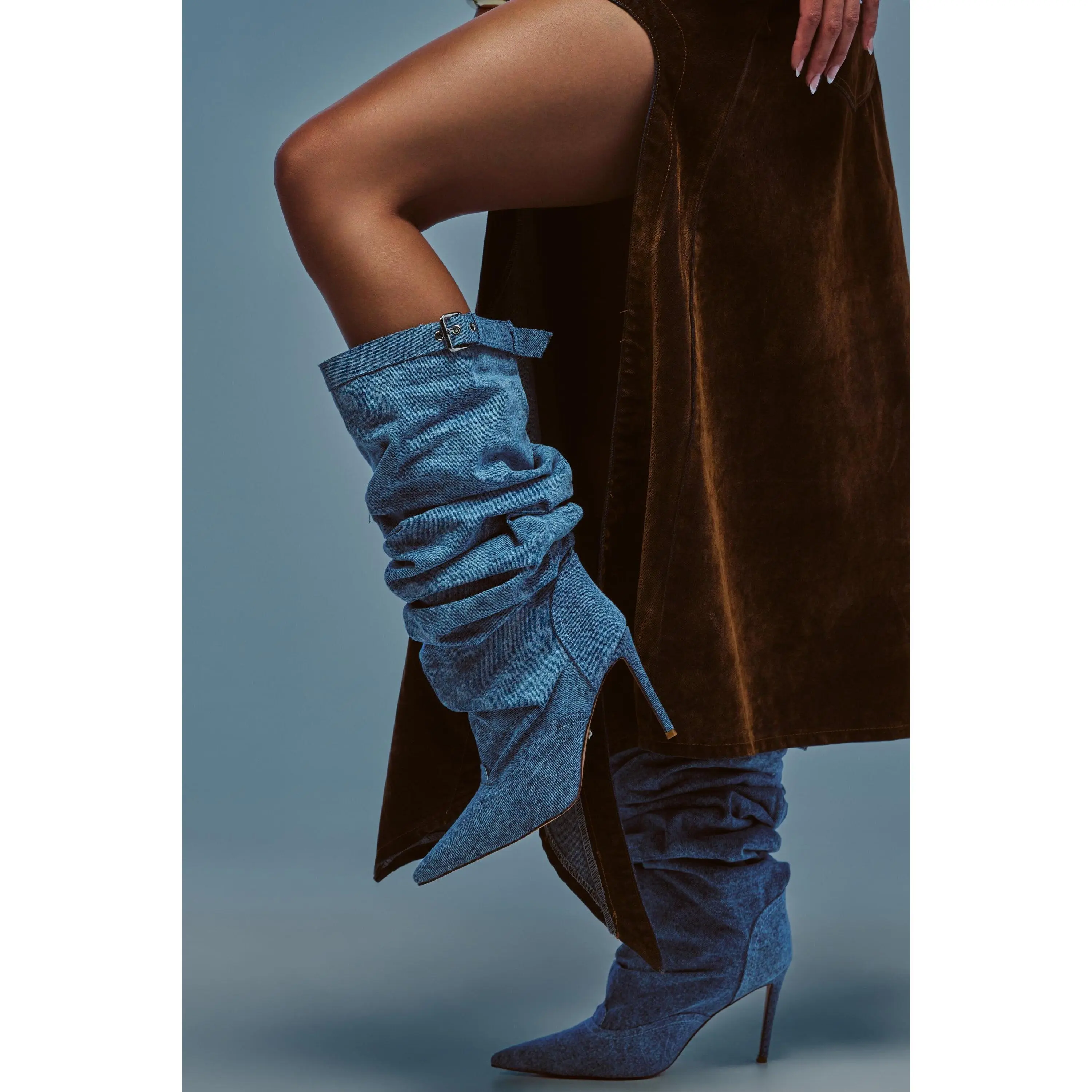 AZALEA WANG DARIA DENIM STILETTO BOOT AZALEA WANG DARIA DENIM STILETTO BOOT
