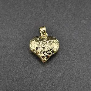 Gold 14k Casual Nugget Heart Pendant for Everyday Wear Jewelry Style and Elegance with Intricate Design