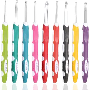 9 count Crochet Hooks,  Crochets Hooks Set, Hook Knititng  Non Slip Rubber Handle Crochets, Long Crocheting Hook Grips for Beginners and Experiecced Crochet Lover
