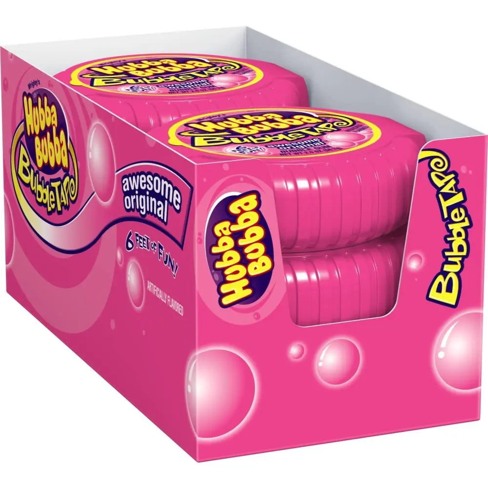 Hubba Bubba Bubble Tape Original 6 ct. - Sweet, Soft and Chewy Gum with Fruit and Vanilla Flavor - 6 Count Pack Snack Sugar