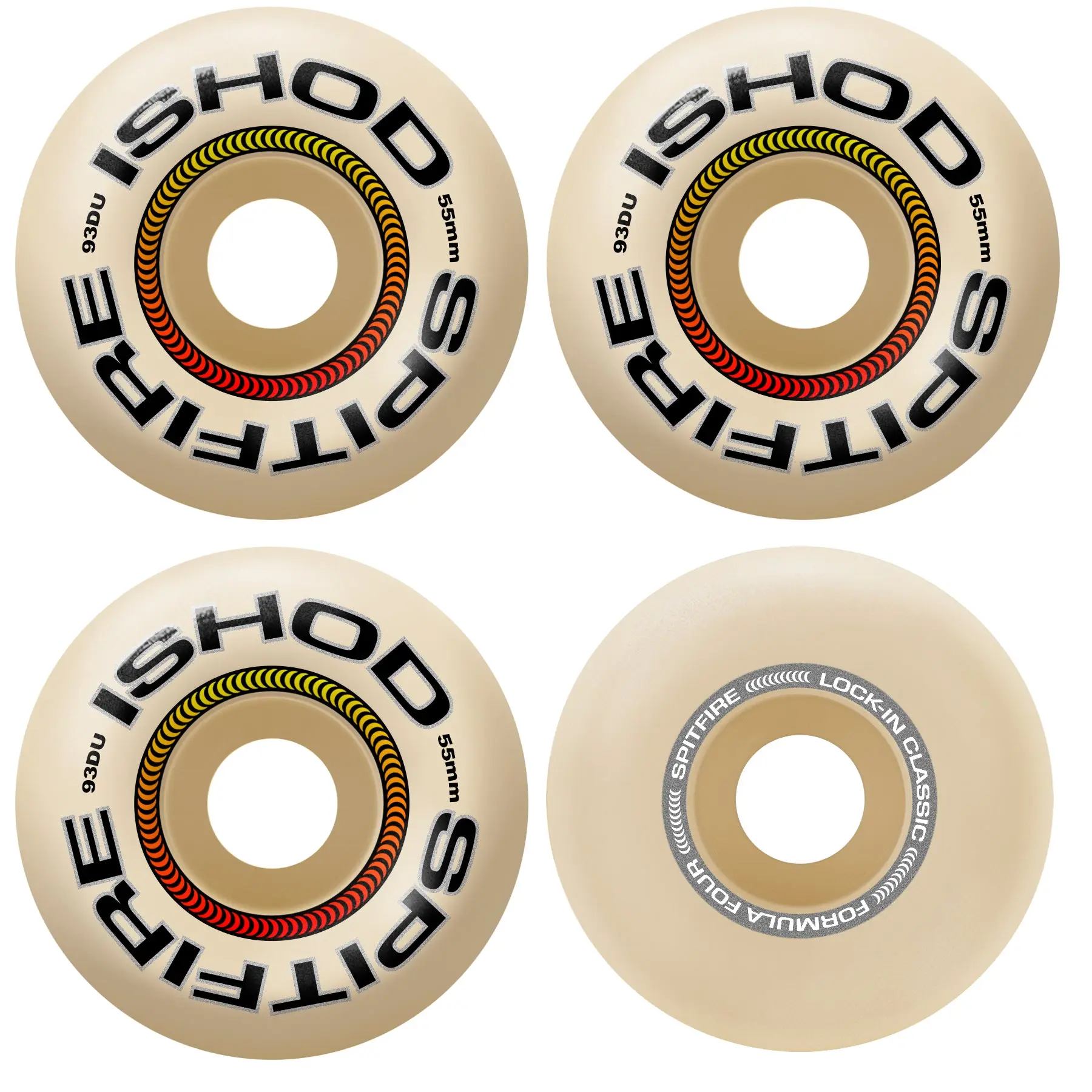 Spitfire Skateboard Wheels 55mm F4 93A Ishod Lock-In Classic Natural