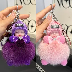 Cute Kawaii Soft Doll Keychain Fluffy Adorable Baby Pendant Bag Charm Car Keychain Home Rack Decor Backpack Accessory Viral TikTok Gifts Soft Plush Toy