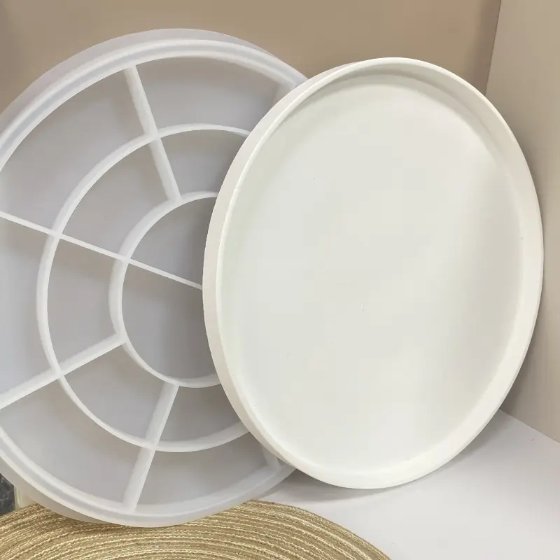1pc Big Round Base Tray Silicone Mold Large Size Fruits Tray Pallet Concrete Mold Round Plate Cement Epoxy Clay Plaster Mold Household Fruit Plate