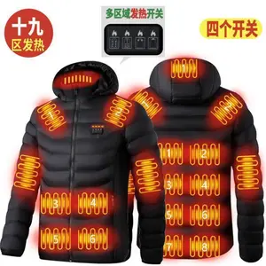 19 Zone Electric Heating Cotton Jacket Lightweight Heating Cotton Coat Smart USB Charging Heating Cold-Resistant Warm Jacket for Men and Women Winter