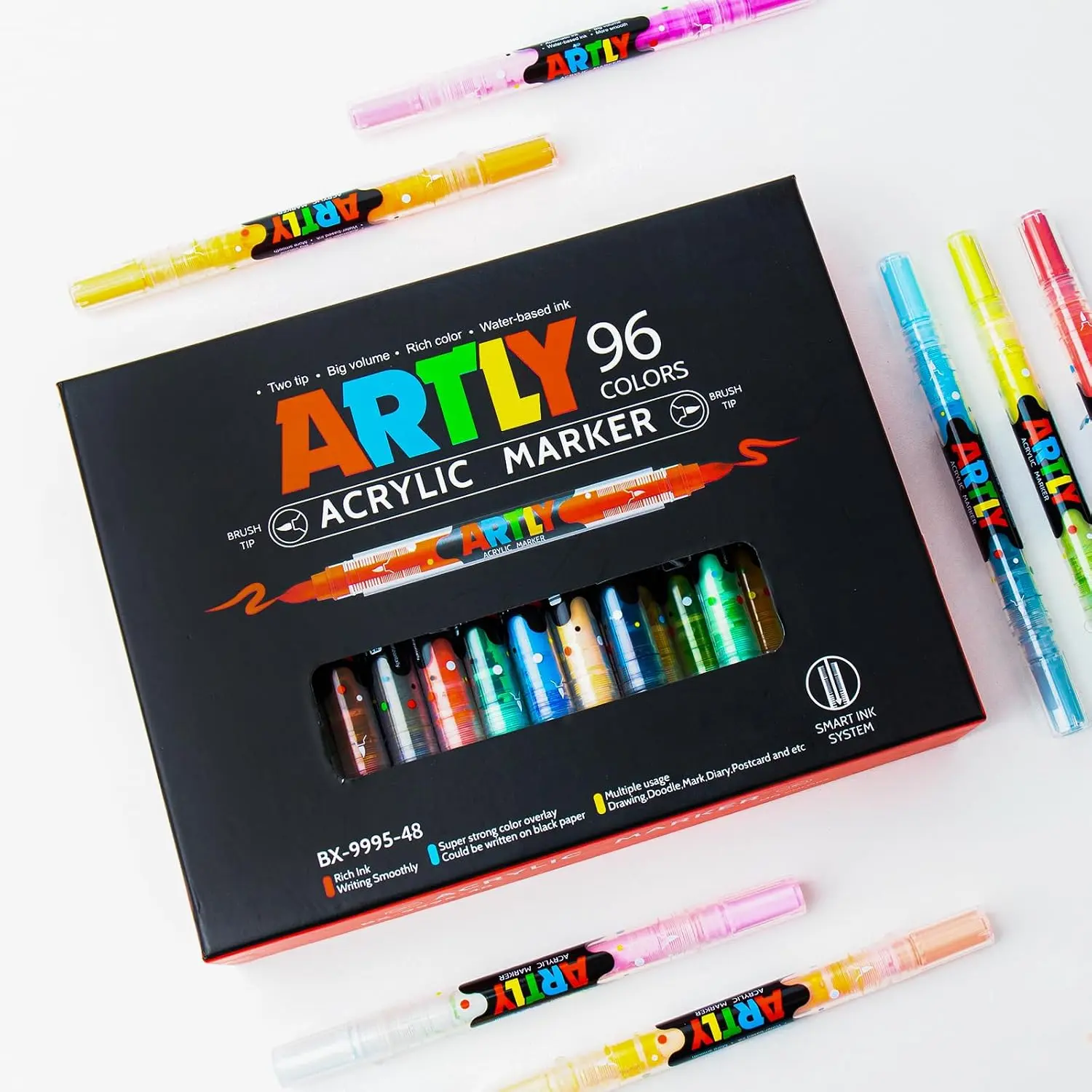 Vibrant 240-Color Dual-Tip Water-Based Acrylic Paint Markers - Sports & Outdoor Protective Gear Accessories for Rock Painting, Canvas Art Supplies