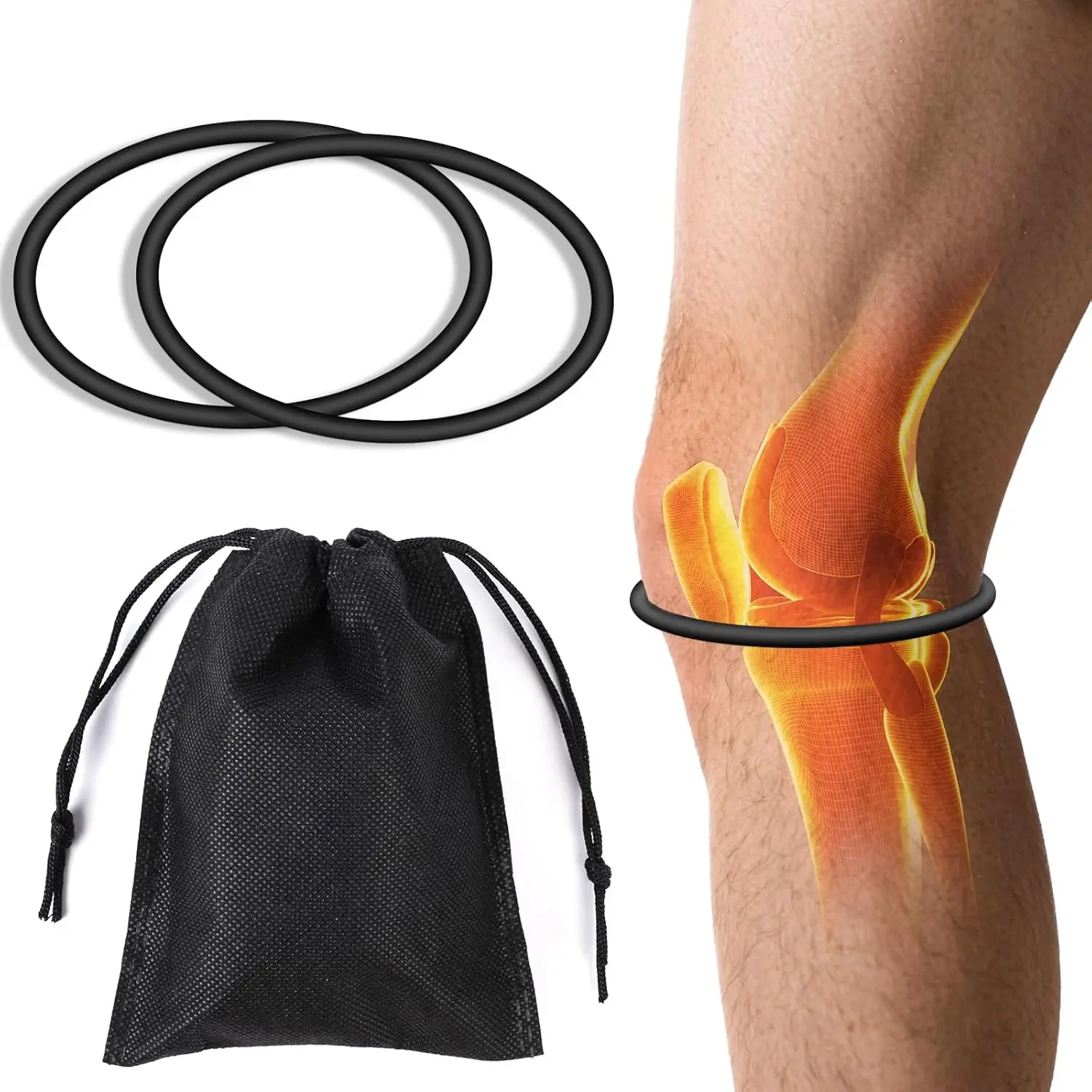 Patella Brace Set Packs, Unisex Ergonomic Silicone Knee Strap for All-Day Use, Non-Slip Band to Ease Knee Pain & Support Fitness Activities, Athletic Supporter, Elastic Breathable, Soccer, Stable