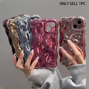 Electroplating Wave Edge Three-dimensional Pleated Phone Case, Anti-shock Phone Case, Shockproof Phone Protective Cover, Shockproof Protector for Smartphone Compatible with iPhone, iPhone 17 16 15 14 13 12Pro Max, Accessories