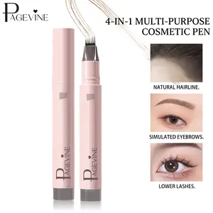 4-in-1 Multi-Purpose Hair Stroke Brow Pen, 6-Fork Microblading Makeup Pen for Natural Hairline, Wild Brows & Defined Lower Lashes, Long-Lasting Waterproof Hair-Like Effect.
