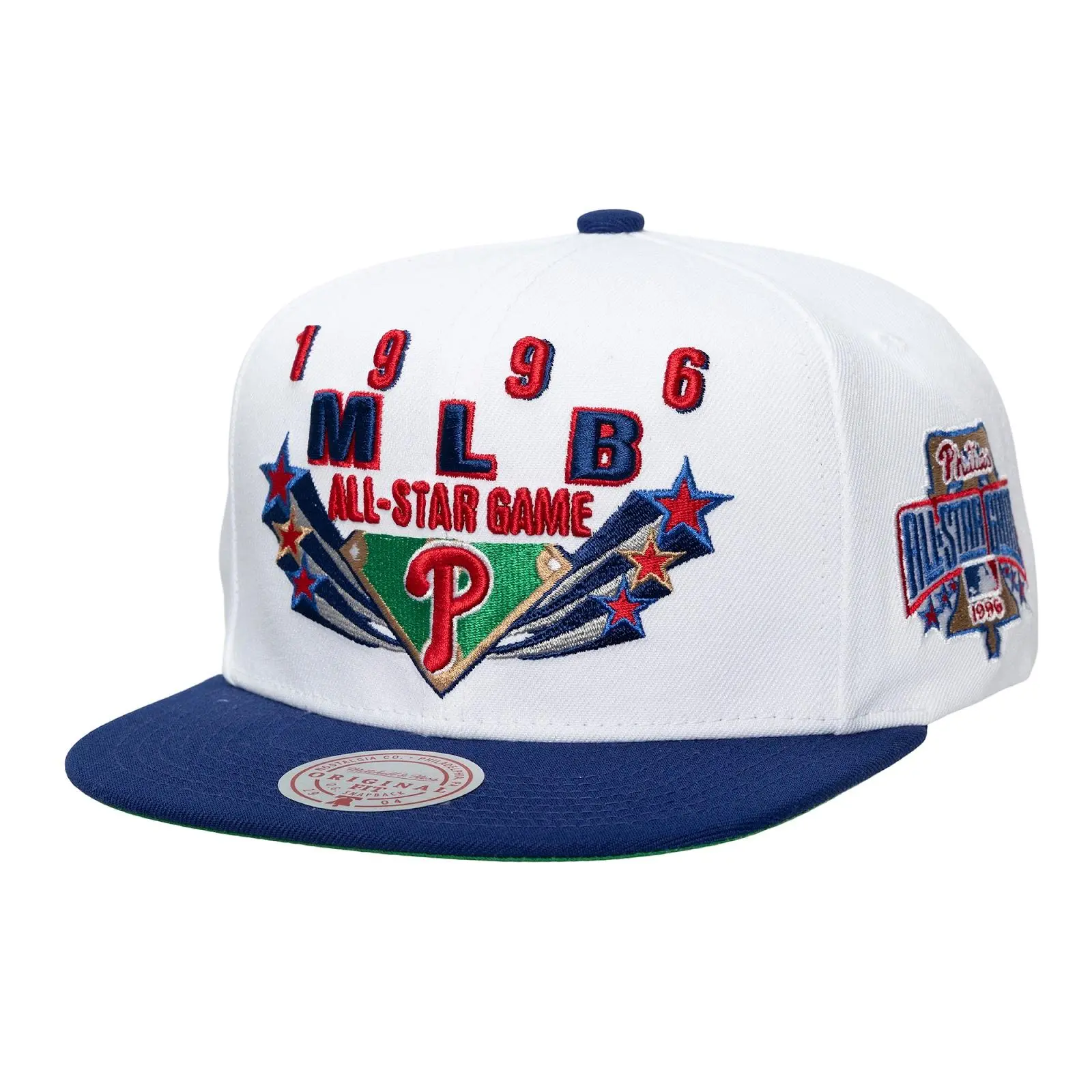 Philadelphia Phillies White/Royal Cooperstown 1996 MLB All-Star Two-Tone Snapback Hat Throwback Cap Adjustable Fan Gear Mitchell & Ness
