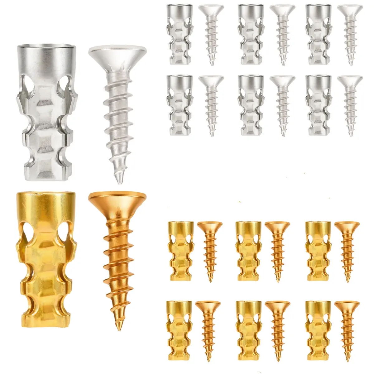 GJANSH 6×14mm Short Expansion Screw Set Pack, 30-Pack/60-Pack Fasteners for Cabinet Hinge Repair, Stripped Thread Restoration, Cabinet Door Securing; Suitable for Tile, Stone, Wood, 6X14mm