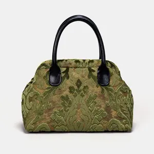 Burnout Velvet Fern Green Carpet Satchel