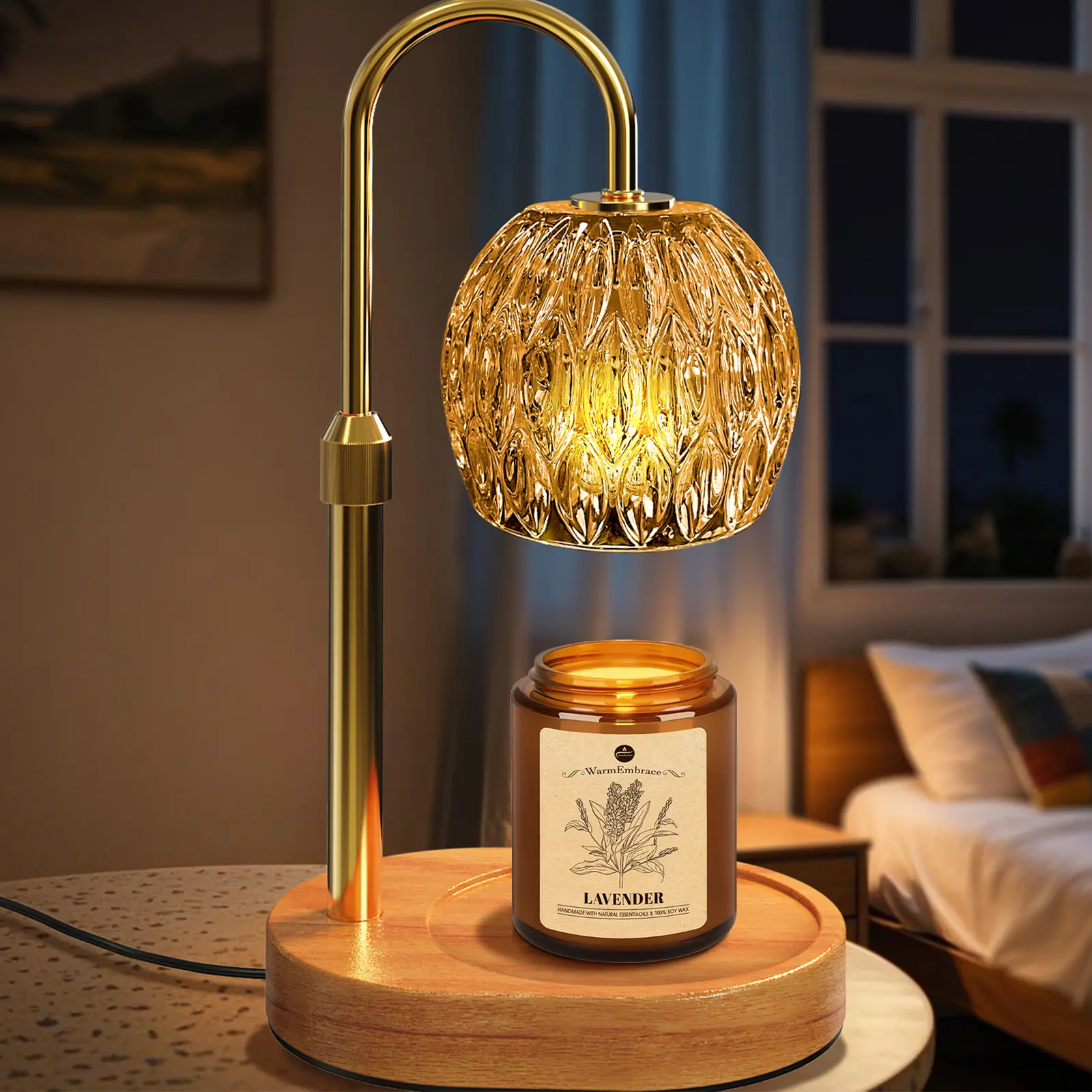 Mother's Day gift,WarmEmbrace Candle Warmer Lamp, with free scented candle and 2 Bulbs, Height Adjustable with Timer, Unique boutique candle warm Lamp for Home & Bedroom Decor, Perfect Valentine's Day Gift & Home Decor, Nightlight For Bedroom