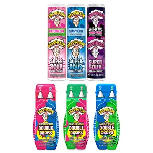 WARHEADS Super Sour Double Drops & Candy Spray Sampler - Assorted Fruity Flavored Liquid Candy - 6 Pack with 1 of Each - Blue Raspberry, Green Apple, Watermelon Flavors Snack Bonbon Sweet