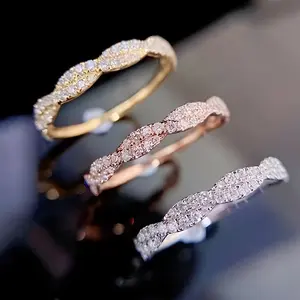 Fashionable and Timeless Women's Interlocking Design Ring and Shiny Ring, Engagement and Wedding, Three Colors Available