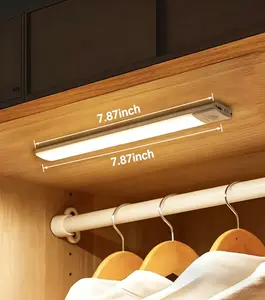 Night Light dark lighting with Auto-On Function 7.87 in. Silver Motion Sensor LED Light 3-Color Ultra-Thin Design Wireless Closet Cabinet Long Battery Life Magnetic Install, Lights