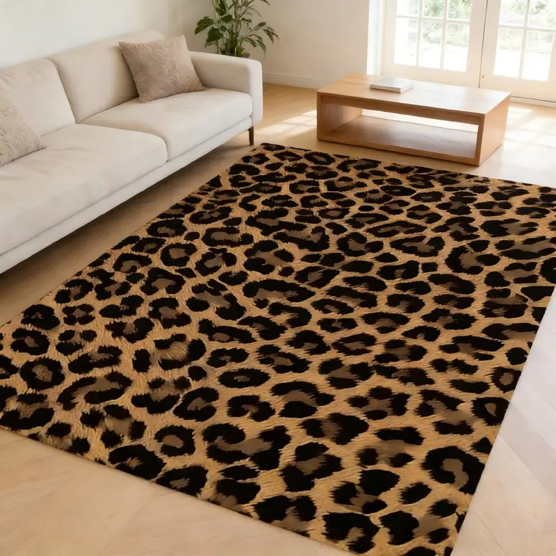 2D flat leopard print pattern background washable carpet, fashionable and durable, suitable for living room/bedroom/indoor and outdoor entrance, home/hotel/cafe mat, perfect party decoration, home decorative rugs, Boho Animal Rugs, Animal Print Rug