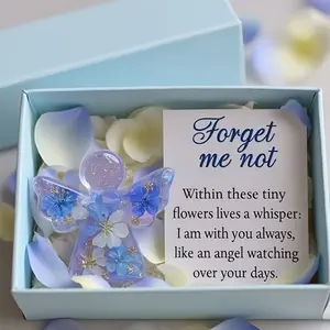 Forget-Me-Not Angel Memorial Gift, Acrylic Figurine with Sympathy Card for Eternal Comfort and Hope, Perfect for Memorials and Care