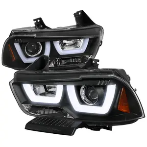 2011-2014 Charger Dual Halo Projector Headlights (Matte Black Housing/Clear Lens)