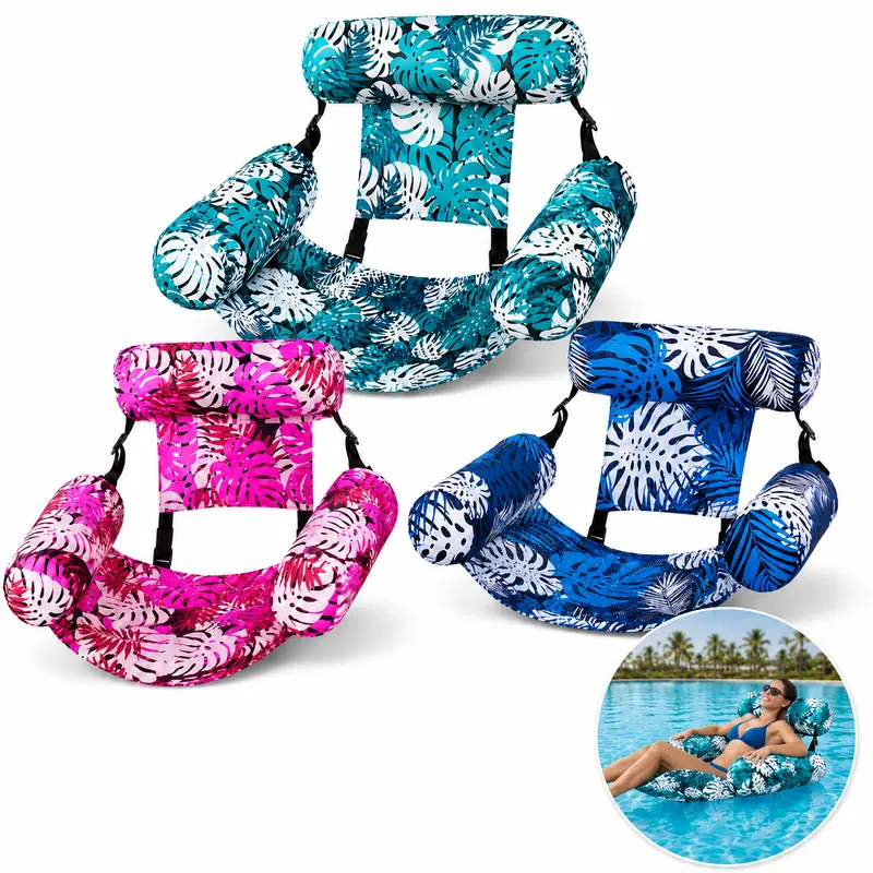 3/2-Pack Heavy Duty Fabric-Covered Swimming Floater Chairs for Adults, High Buoyancy 30"x16"x24" Mesh Seat Pool Noodle Loungers for Pool Parties, Beach
