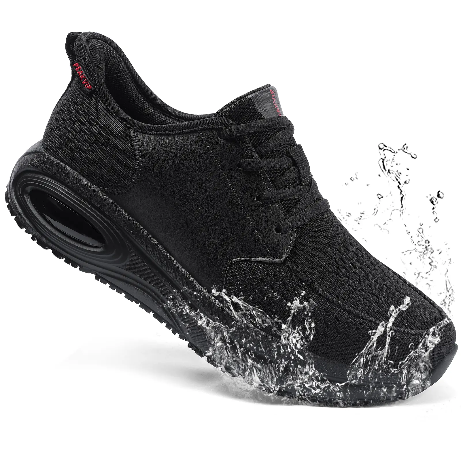 Men's Minimalist Round Toe Wide Orthopedic Waterproof Work Shoes - Slip-On Wide Feet Shoes with Arch Support, Non-Slip for Kitchen Chef, Nursing, All-Day Standing Comfort