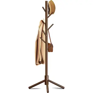 Rotating Multifunctional Coat Rackwith 8 Hooks 3 Adjustable Heights for Clothes, Hats, Handbags, Coat Tree Easy Assembly for Entryway