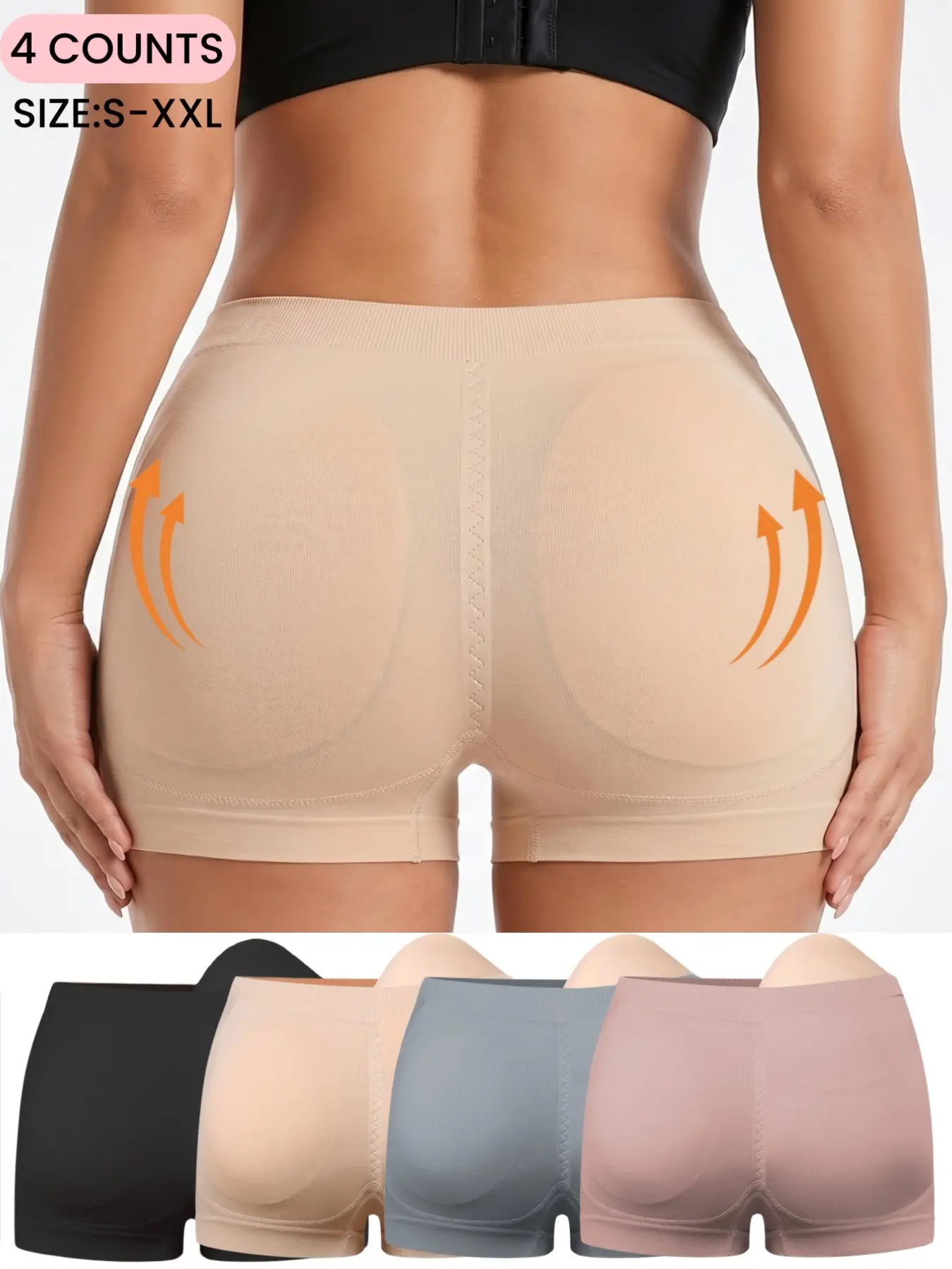 Women's Seamless Elastic Hip Enhancer Shorts,Ultra Comfortable Detachable Padded Body Shapewear Panties, Seamless Butt Lifting and Peachy Rear Shorts, Breathable Underwear for All Seasons