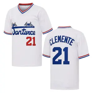 Men's Santurce Crabs #21 Roberto Clemente Baseball Jersey Letter Embroider , Loose V-Neck Retro Pullover Sportswear, Game day gift unisex, Vintage Jersey, Soft Fabric tiktokshopspringglowup