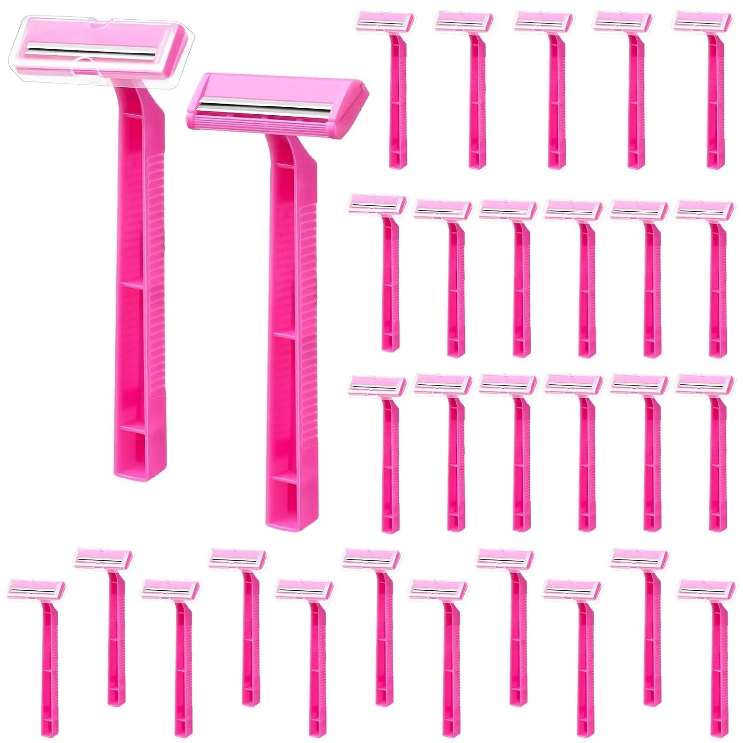 60 Count Women's Disposable Razors, Twin Blade Shaving Razor Pink Stainless Steel Women's Disposable Razors for Men Women Camping Traveling Home