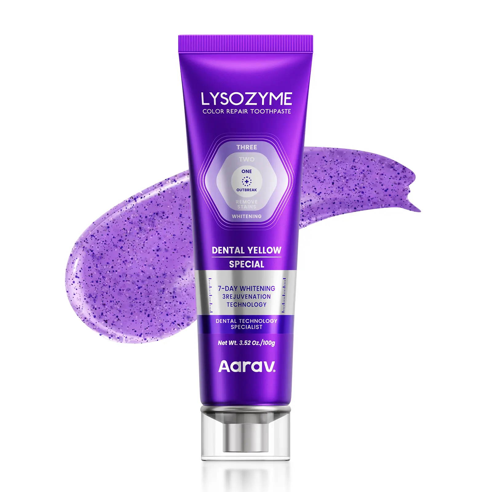 Purple Color Correcting Whitening Toothpaste - Peppermint Advanced Anti-Yellowing Oral Care Formula, Instantly Brightens Teeth, Neutralizes Yellow Tones, Freshens Breath, Color Correction, Purple Whitening, Brightening, Advanced Whitening Toothpastes, Ant