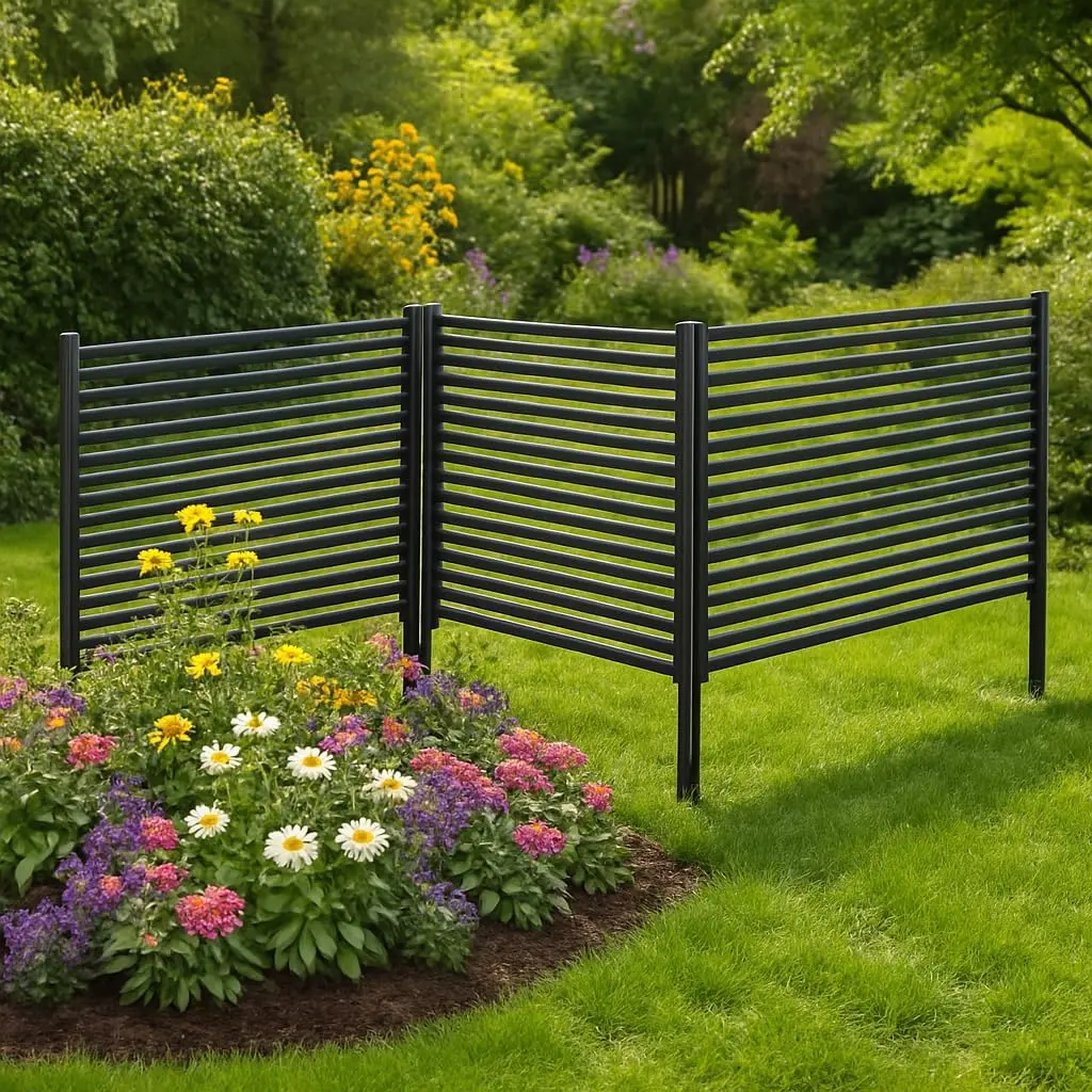 GAOMON Brown Privacy Fence Panels for Outside, 48" h×106" w 3-Panel No-Dig, Rustproof Decorative Garden Barrier, Air Conditioner Fence Panels, Pool Equipment Enclosure,Trash Can Screens